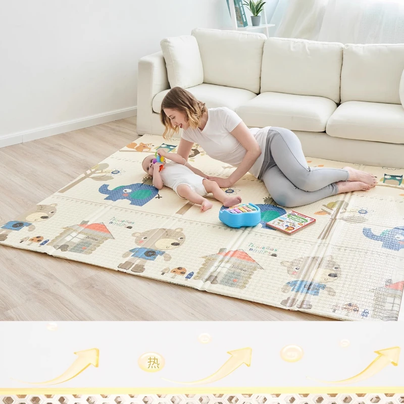 Tapete de brincar para bebês, tapete dobrável para engatinhar, não tóxico, inodoro, quebra-cabeça de espuma para crianças, design confortável