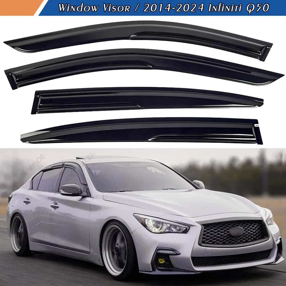 

For 2014-2024 Infiniti Q50 JDM Mugen Style Window Visors Rain Guards Deflectors