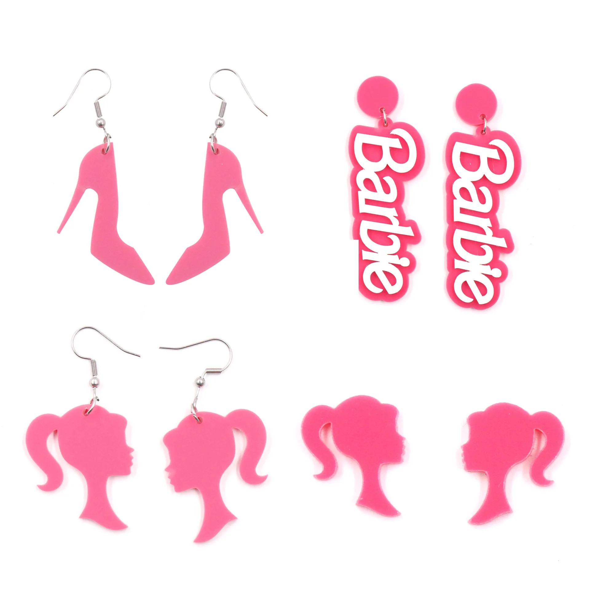 Barbie Earrings for Women Pink Fashion Barbie Letter Earring Acrylic Pendants Creative Design Jewelry Accessories for Women Girl