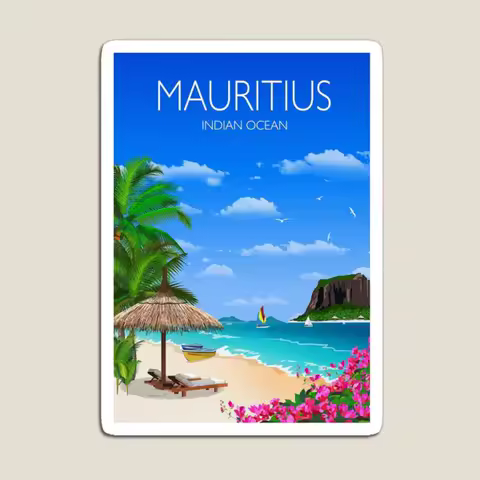 Beautiful Beach Mauritius Magnet Colorful Cute Refrigerator Funny Children Decor Holder Home Stickers Baby for Fridge Organizer