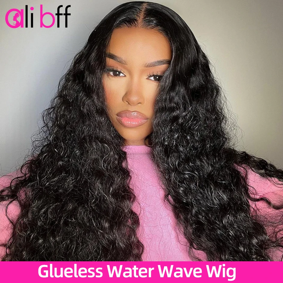 

ALI BFF 100% Glueless 4x4 Pre Cut Lace Water Wave Wear Go Pre-cut Lace Closure Wig Breathable Cap One Step Install Air Curly Wig