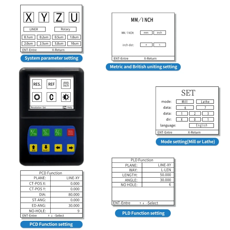 DITRON Dro 1 Axis/2 Axis/3 Axis Digital Readout Mini Size LCD Screen Display for Lathe Milling Machine