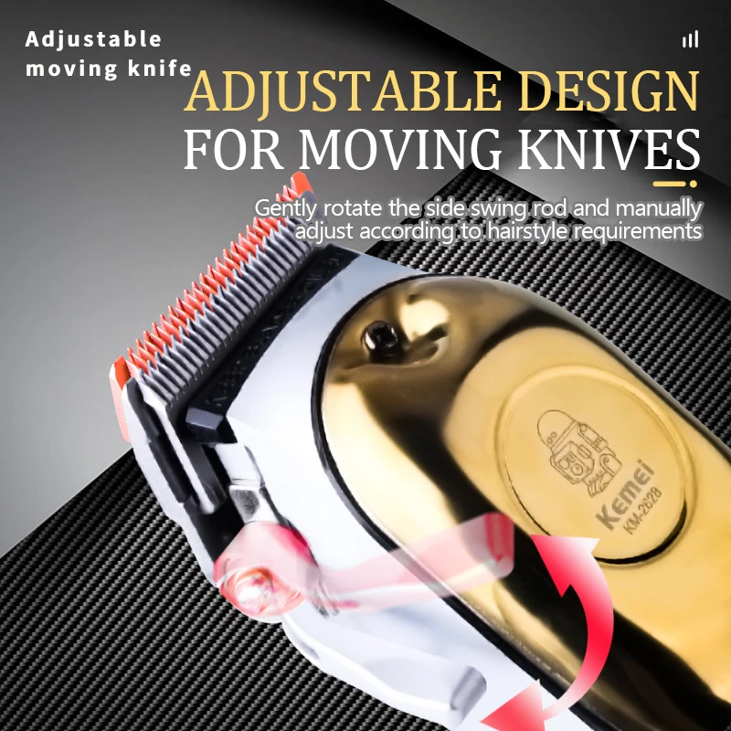 Kemei ปัตตาเลี่ยนตัดผมชายแบบชาร์จไฟได้, เครื่องเครื่องเล็มหนวดชุดตัดผมกรอบโลหะพร้อมจอแสดงผล LED