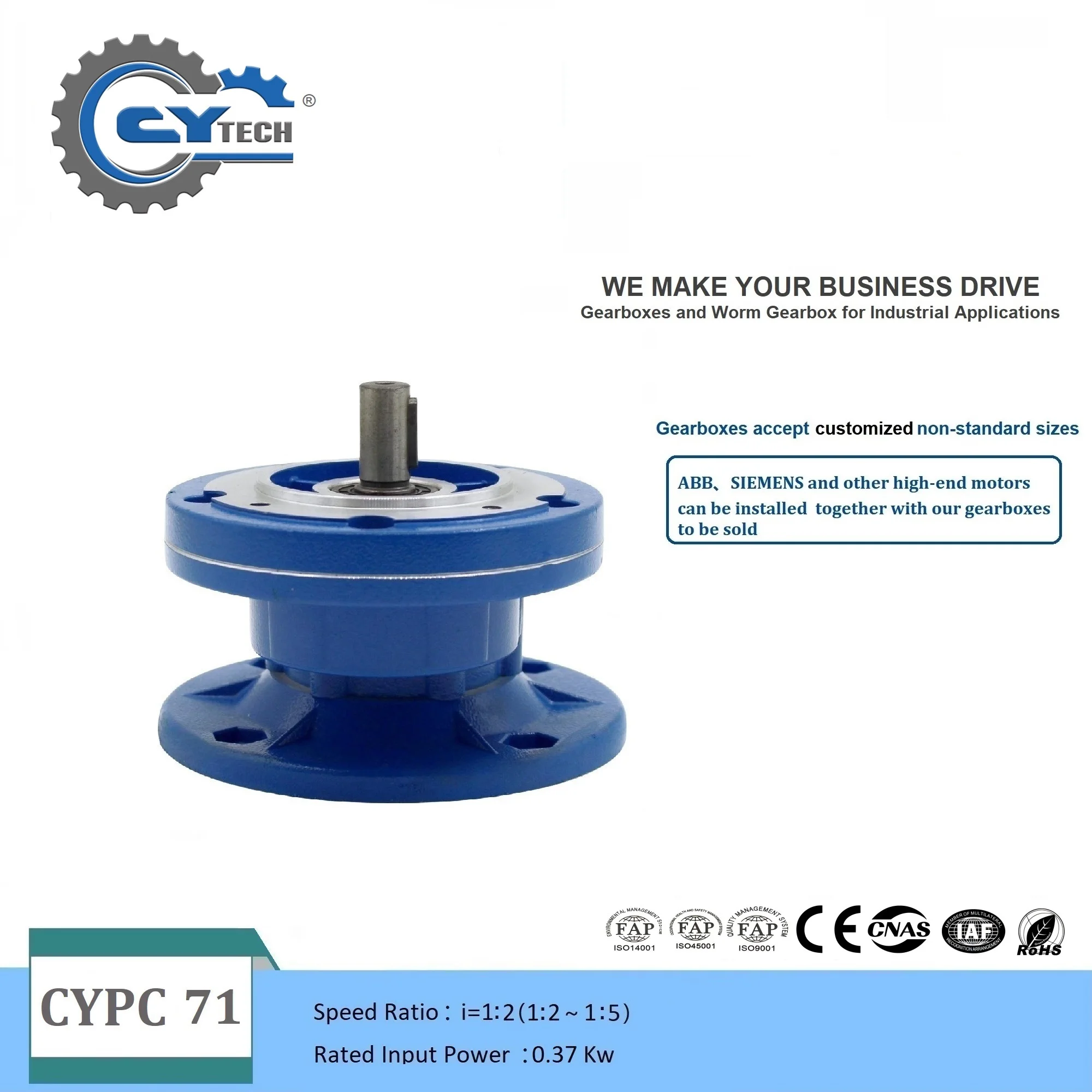 CHENYUE High Torque Worm Gearbox CYPC71 Input 14mm Output 14mm Non-integral  Ratio 2/2.5/3/3.5/4/4.5/5 Free Maintenance