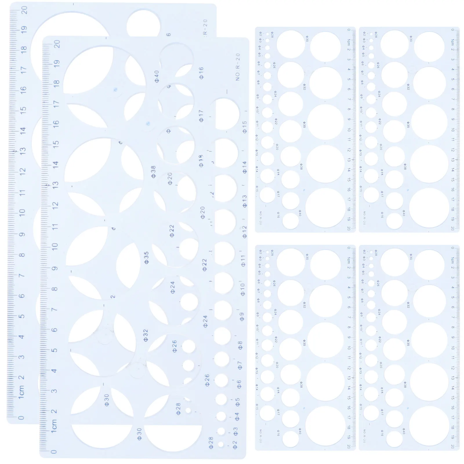 

6Pcs Plastic Drawing Ruler Geometric Template Circle Hole Tool Measuring Stencil for Drafting Architecture Design School Student