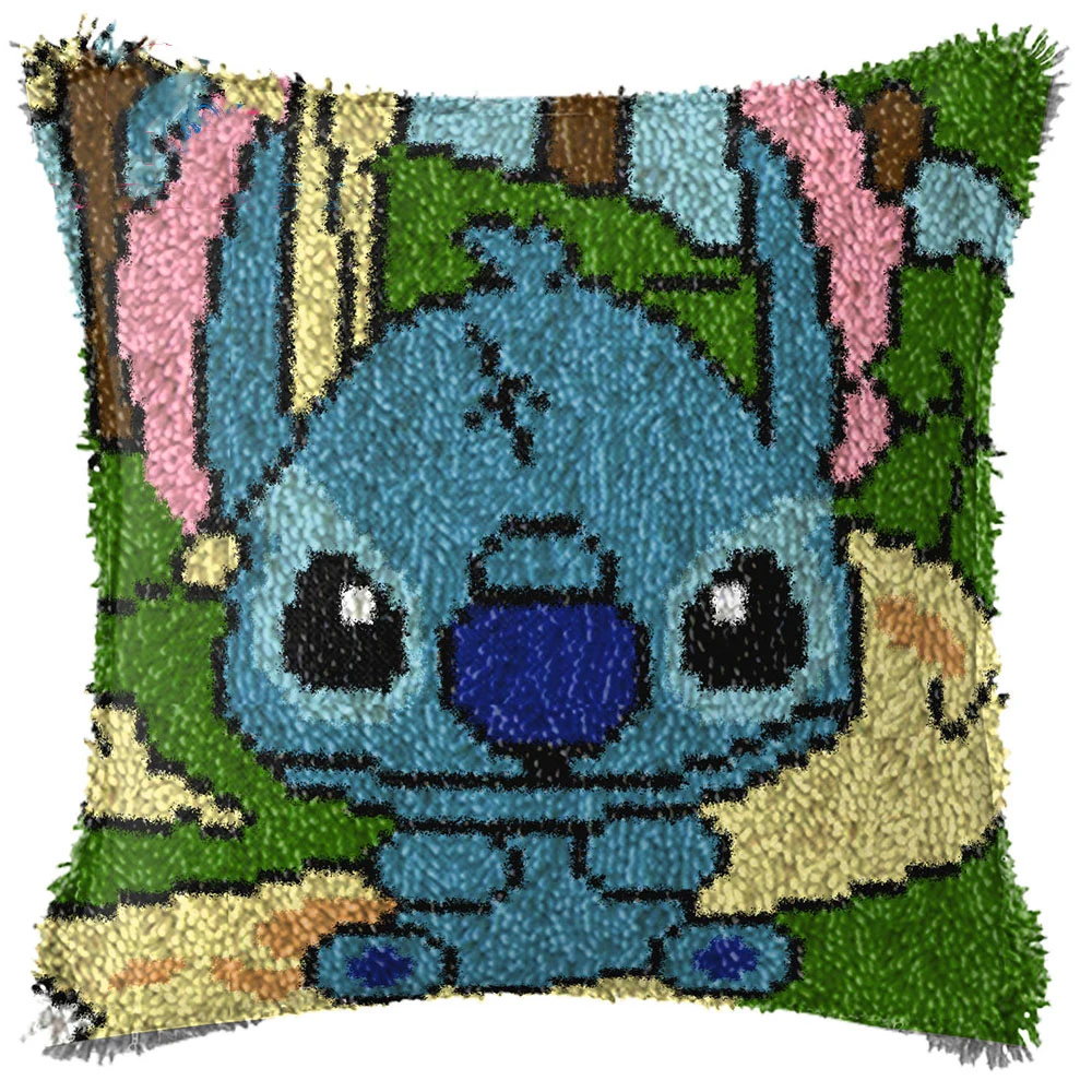 

Latch hook kit with Preprinted Canvas Cartoon Pattern DIY Handmade Pillow Crochet Yarn for adult and kids Decorative cushions