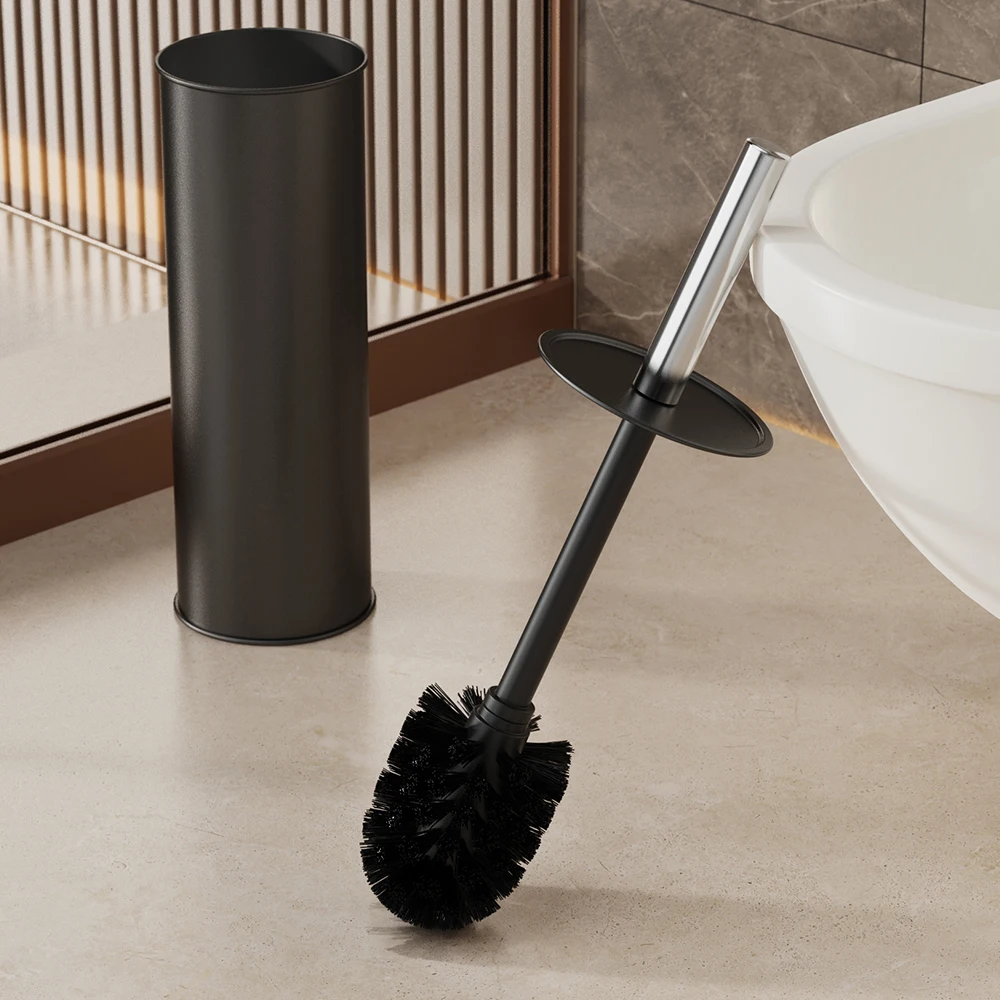 Black Toilet Brush and Holder Long Handled Toilet Brush for Bathroom Heavy Duty Toilet Bowl Brush Deep Cleaning  Cleaner Brush