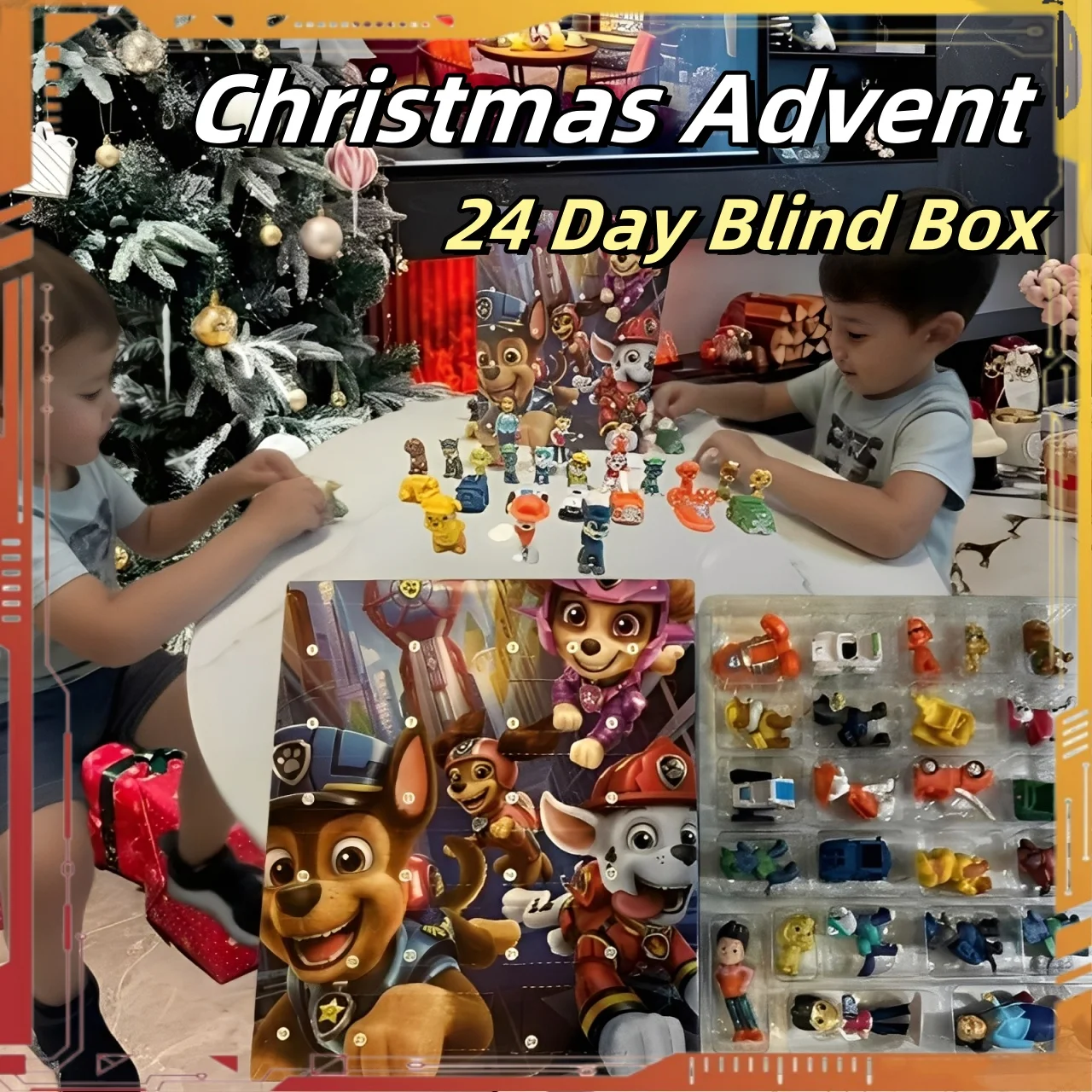 Kalendarz Adwentowy z Figurkami Psi Patrolu, 24 Dni, Blind Box, Marshall Chase Rocky Skye, Model Zabawka, Prezent Świąteczny