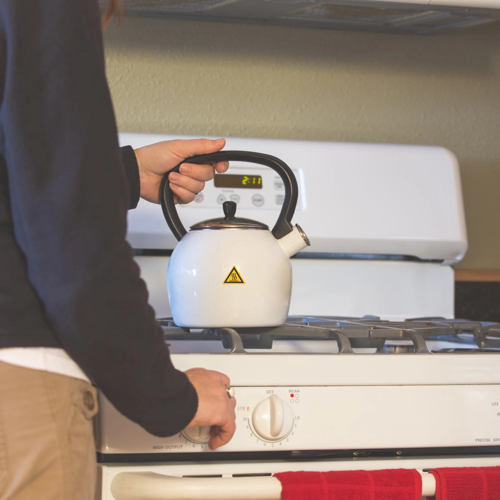 

10pcs High Temperature Warning Label Scald Caution Sticker Equipment Sign Hot Safety Decal Black Heat Resistant