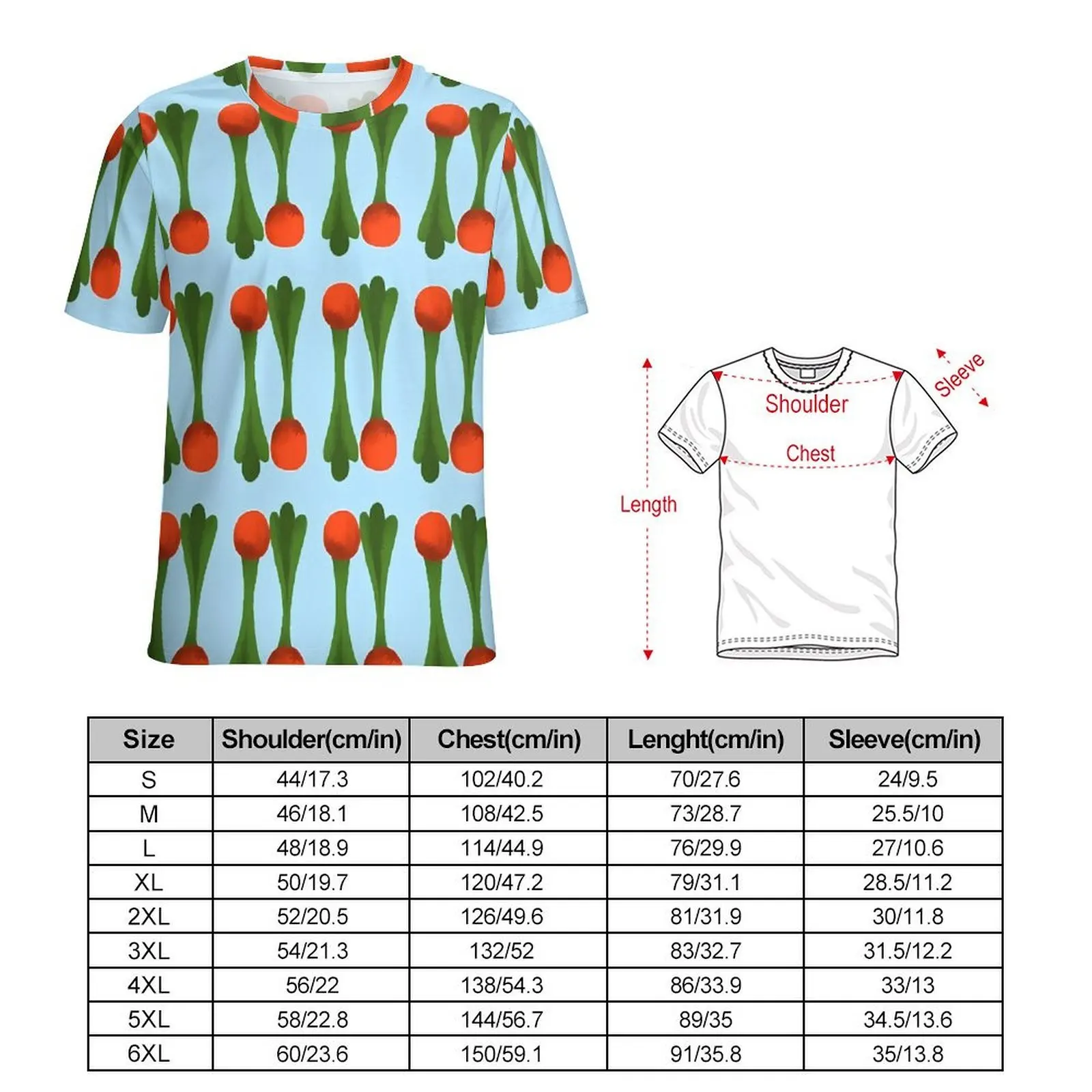 Cute Radishes T Shirt Vegetable Print Cool T Shirts Male Funny Tshirt Summer Short Sleeve Graphic Top Tees Plus Size