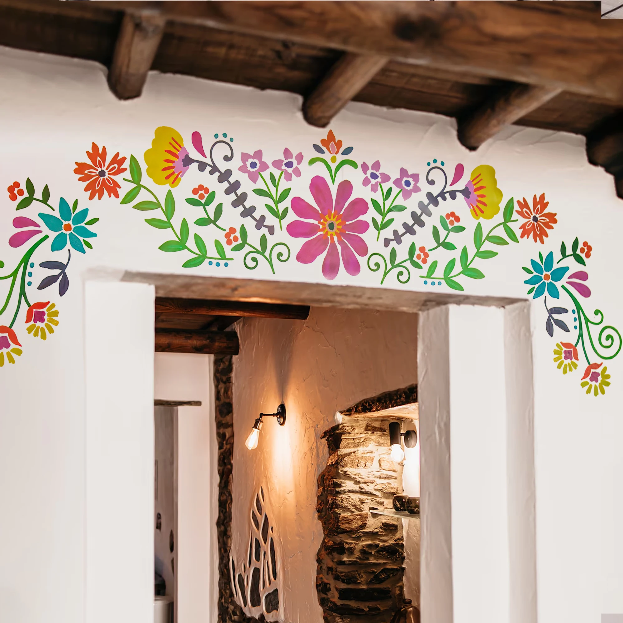 

1PC Flower Green Leaves Plant Wall Sticker Child Girl Room Living Room Bedroom Entryway Door Decal Vinyl Adhesive Home Decor