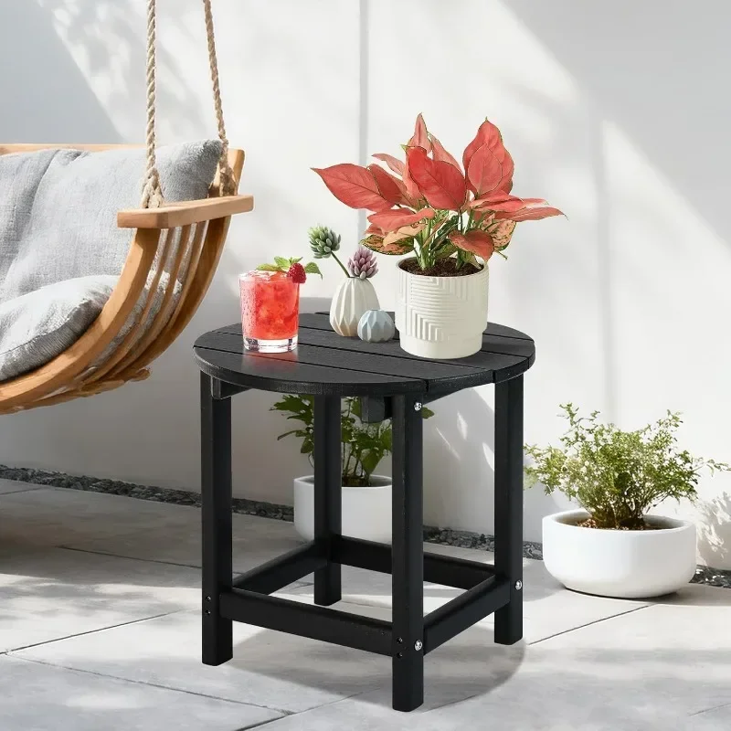 

All-Weather Black Round Table - Versatile Companion for Outdoor Patio Indoor Living by Pool Porch & Balcony Settings