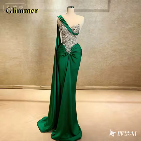 Glimmer Glitter Mermaid Prom Dresses Cape Pleat Diamonds V Neck Vestidos De Festa Chapel Train Customised Drop Shipping Plus