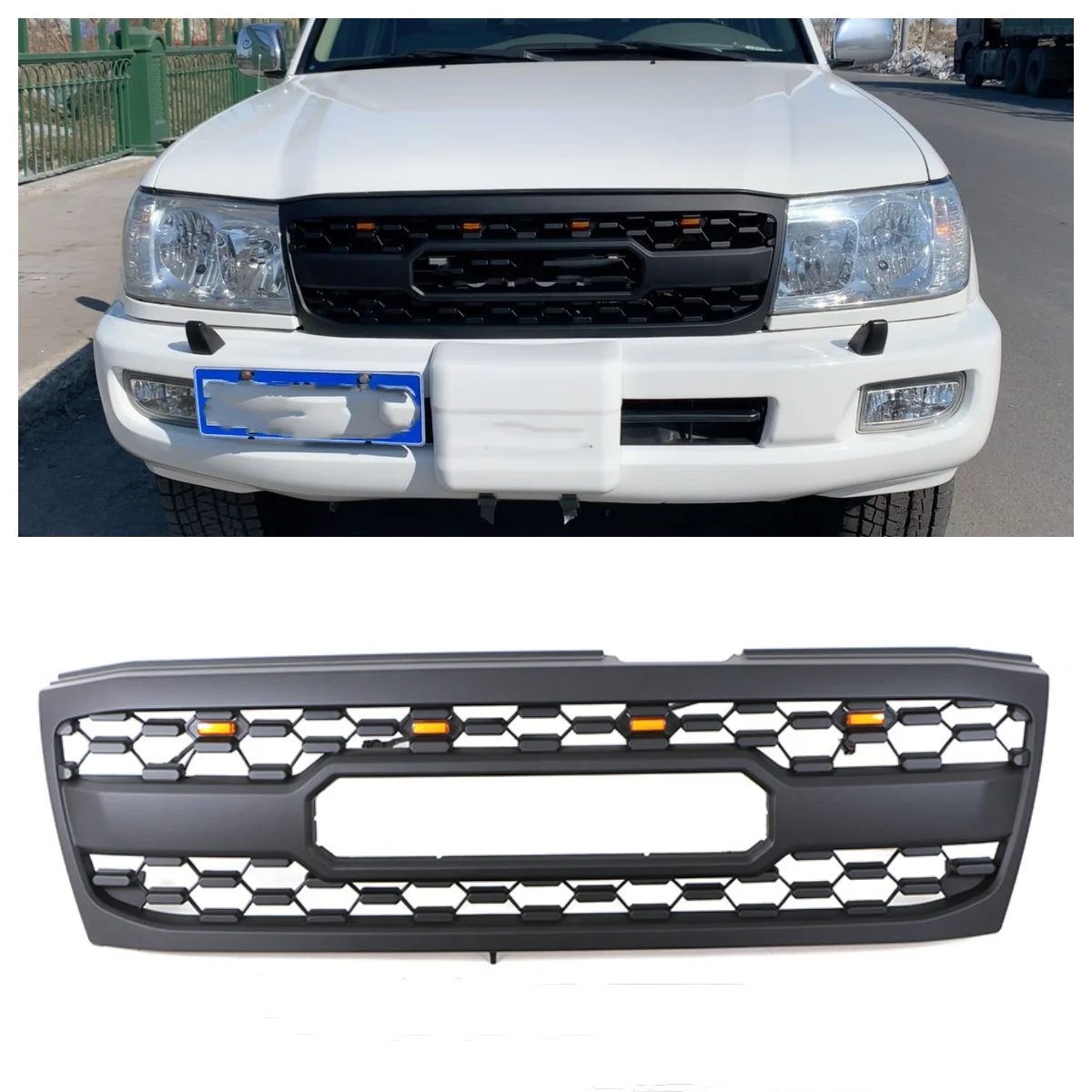 2003-2006 Auto Parts Hot Sales Black Front Grille With Light Fits For LandCrusier LC100