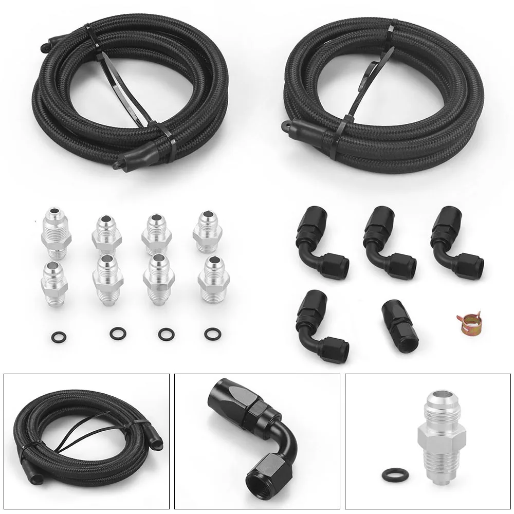 

AN6 Power Steering Pump Hose Kit for Pump Mount Reservoir For GM LS Swap Pressure Return To Prevent Damage Rack&Pinion