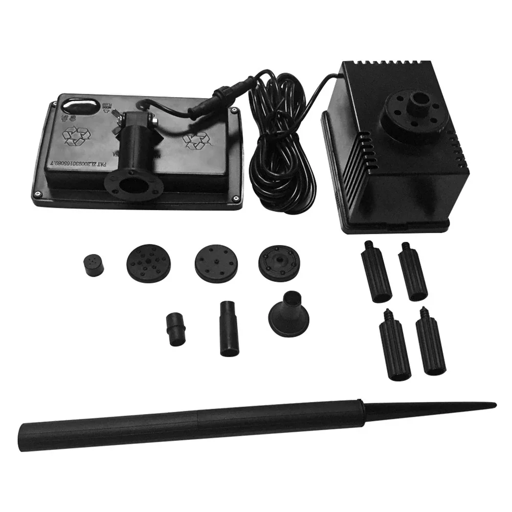 Black Submersible Fountain Pump Submersible Outdoor Fountain Pump 7V Solar Powered Pump 180L H Flow Rate Easy Installation