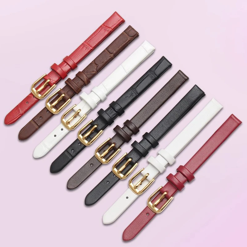 Correa de reloj de cuero de tamaño pequeño para mujer, pulsera de moda, Armani Fossil DW ck, 6mm, 8mm, 10mm, 12mm, 14mm, 16mm