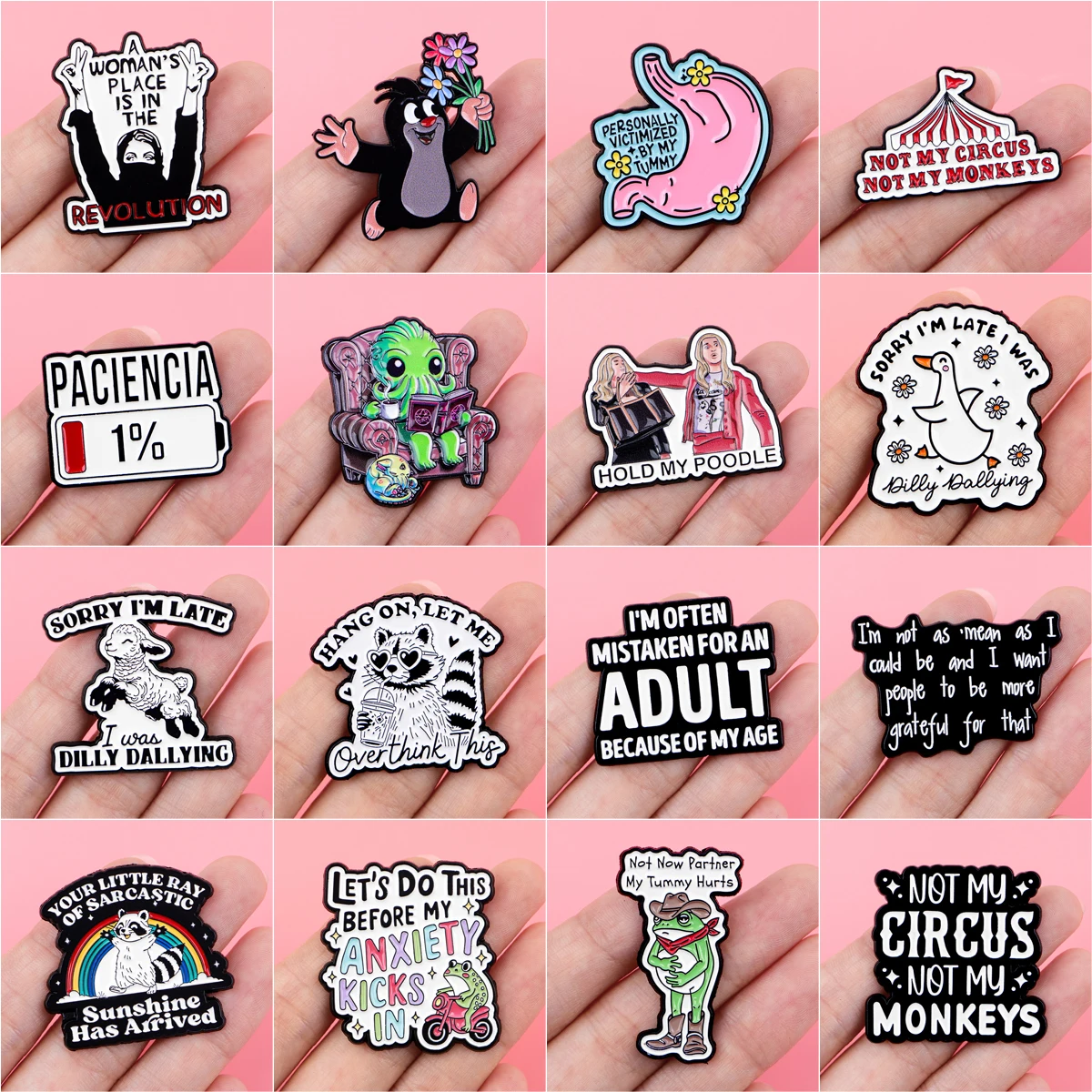 Spanish Quotes Enamel Pins Little Mole Brooches Badge Lapel Pin For Backpack Clothes Accessories Funny Jewelry Birthday Gift