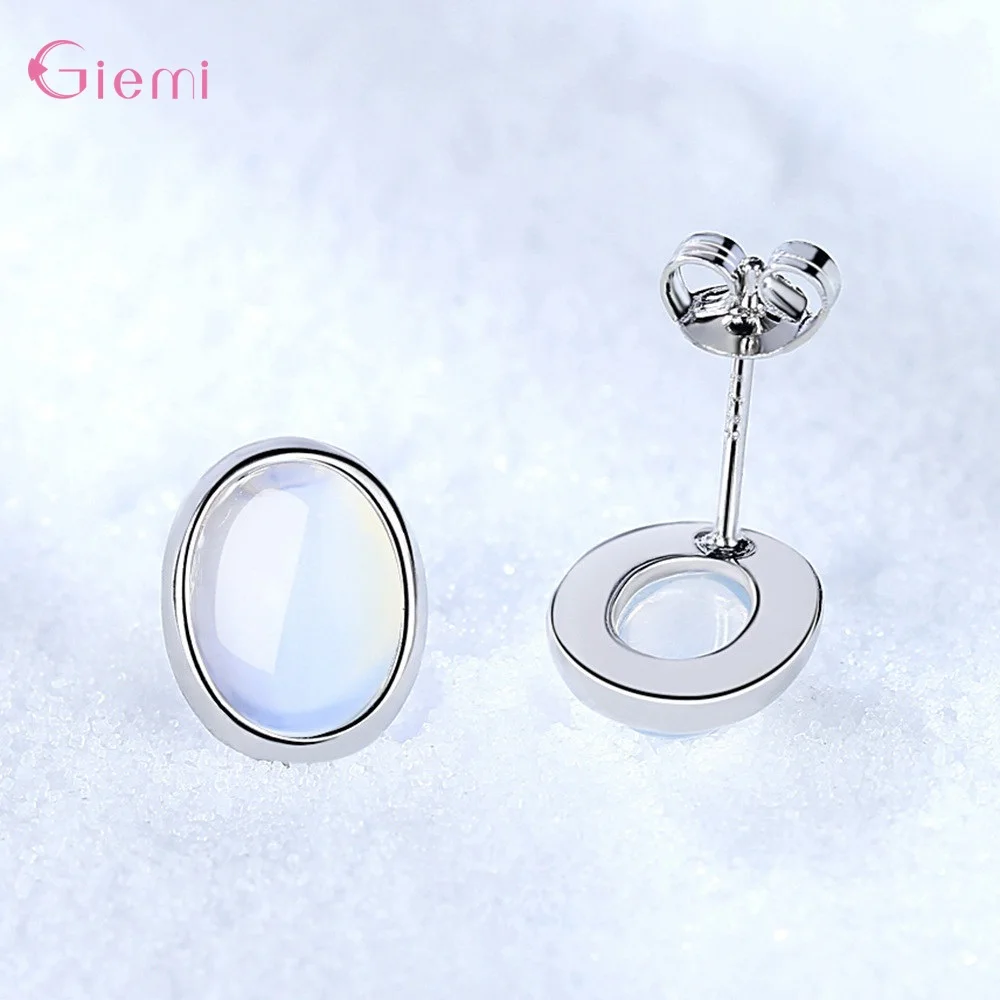 New Arrival Fashion S925 Sterling Silver Women Jewelry High Quality White Opal Stud Earrings For Girls Lover Wedding Gifts
