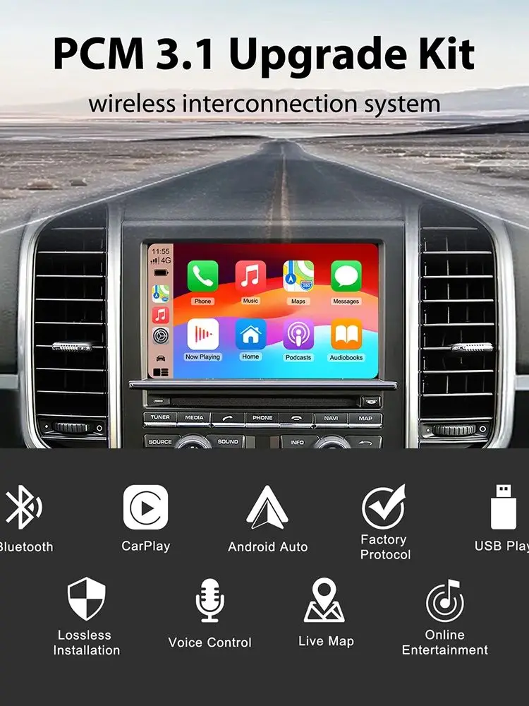 Draadloze Carplay Android Auto module voor Porsche PCM3.1 Panamera Cayenne Cayman Macan Boxster 911 991 718 AirPlay Mirror Link - afbeelding 2