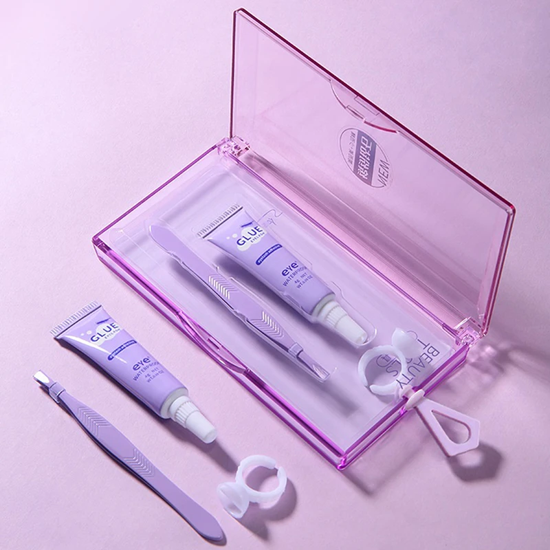 Eyelash Glue With Tweezers Set Waterproof Quick Dry Self Adhesive Not Irritating Eyelashes Extension Glues Eyes Makeup