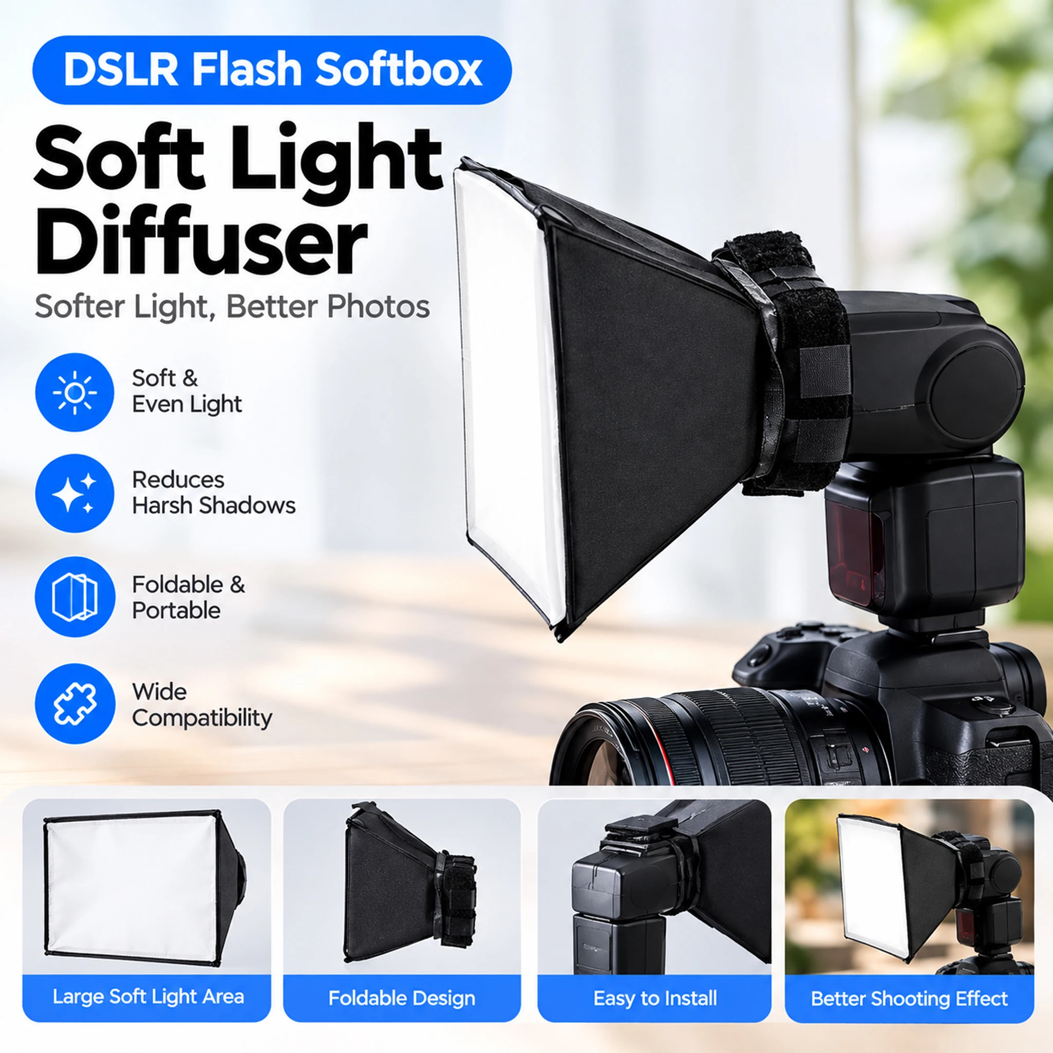 Photography Lighting Diffuser - Rozpraszacz światła do lampy błyskowej, softbox