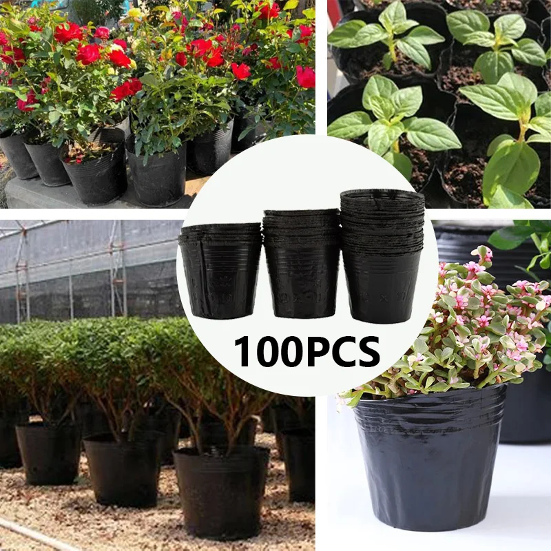 Plastic Seedling Pots Uncoated Sowing Growing Nursery Grow Bag Seedling Container for Indoor Outdoor Vegetables Succulent 100PCS