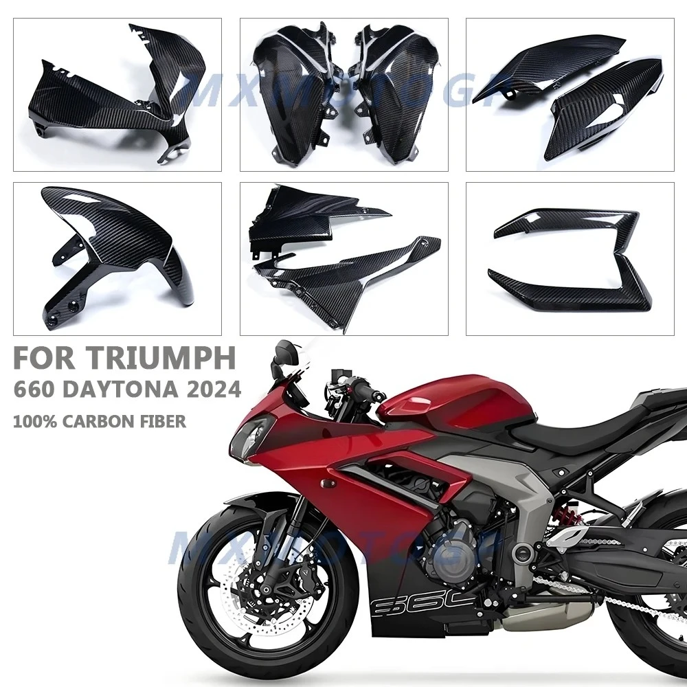 

For Triumph Daytona 660 2024 2025 100% Carbon Fiber Front Fender Side Panels Full Fairing Kits Motorcycle Accessories