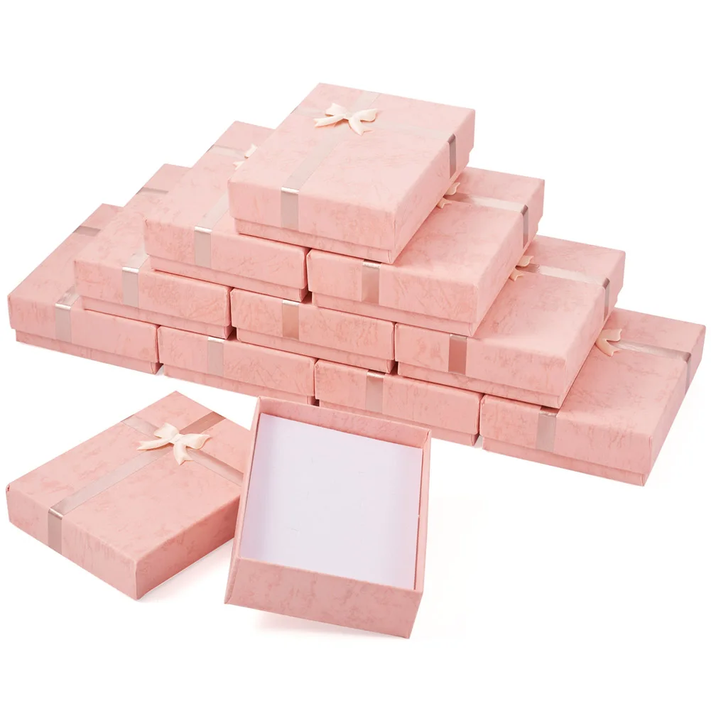 

12Pcs Cardboard Bracelet Storage Boxes Rectangle Gift Packaging Boxes with Bowknot for Ring Necklace Earring jewelry display