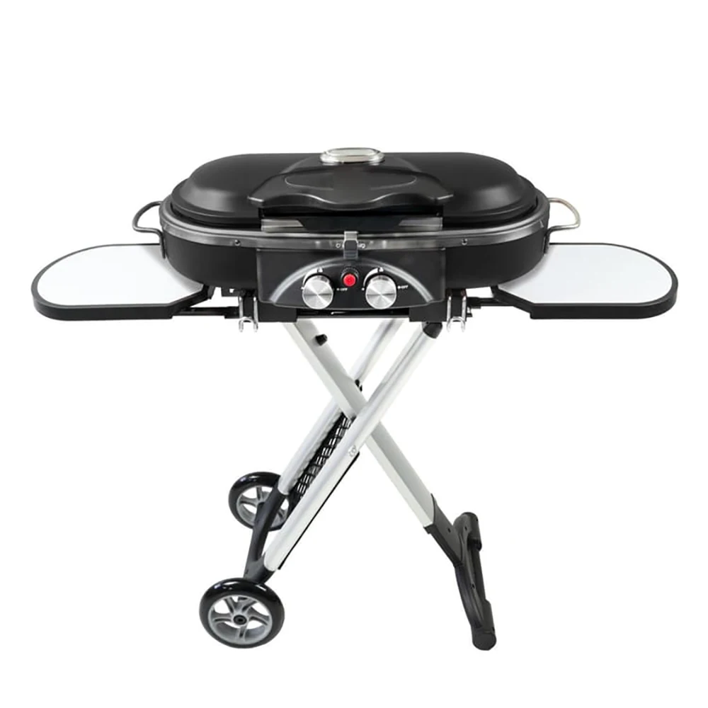 Portable Outdoor Camping BBQ Grill Table with Detachable Rolling Wheel Portable Propane  Table Powder Coated Steel Metal