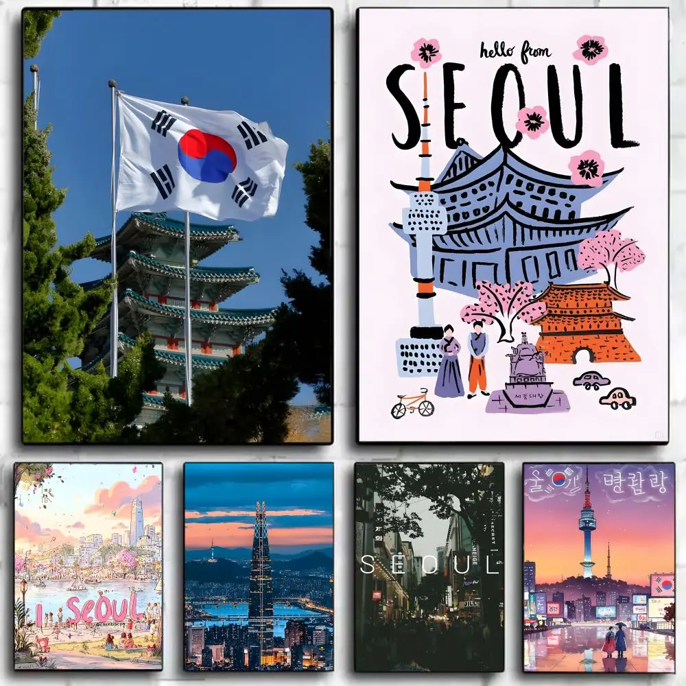 city modern S-Seoul Poster Wall Art Print Poster Decorative Mural Home Decor Gift Unframed