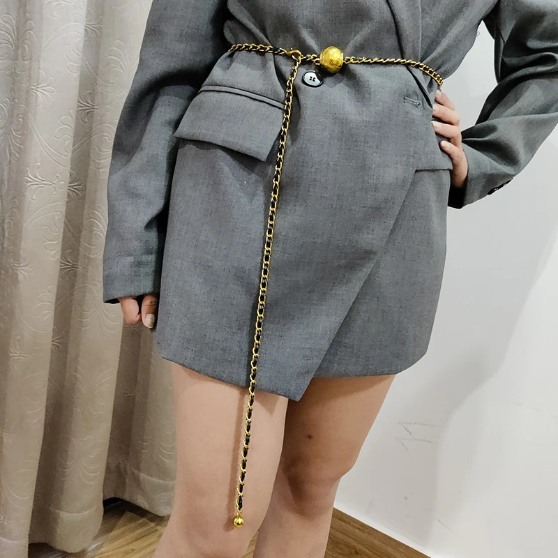 Designer Belts For Women High Quality Luxury Golden Chain Belt Ladies Dress Waistband Adjustable Punk Corset