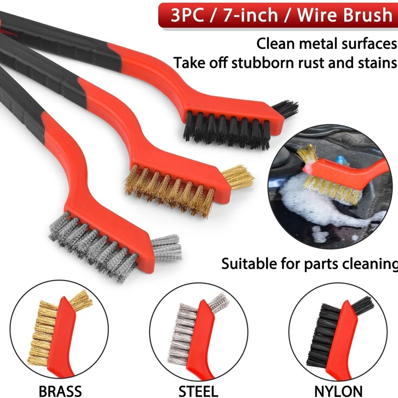 10 Pcs Car Detailing Brush Set Including Detail Brush Wire Brush Air Conditioner Brush And Towel For Cleaning Car