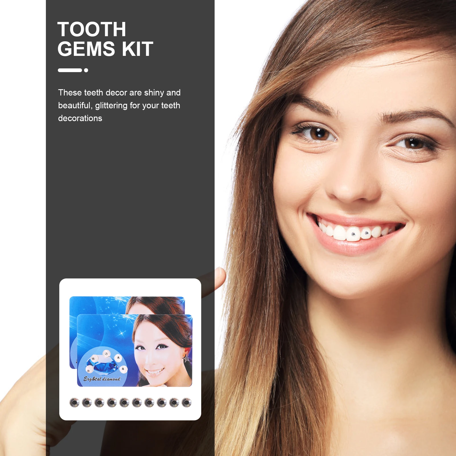 

2Packs Crystal Tooth Gems Shiny Dental Decorations Quick Easy Adhesive Tooth Jewelry Teeth Diamonds Accessories
