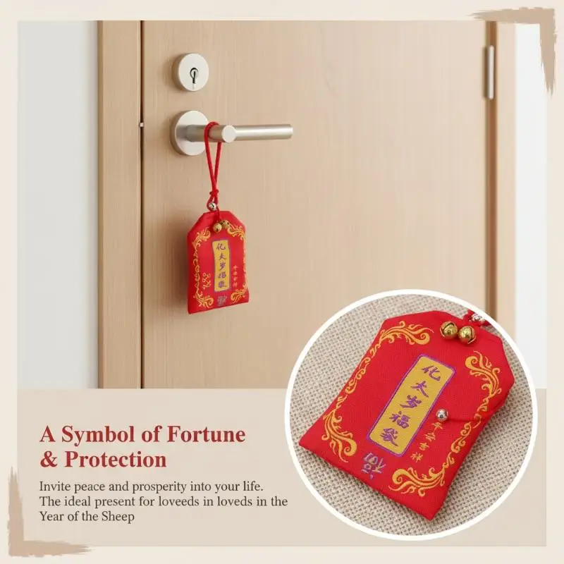 2027 Tai Sui Lucky Bag with Feng Shui Prayer Gold Card Exorcism Protection Blessing Gift for Outdoor Activity Safety