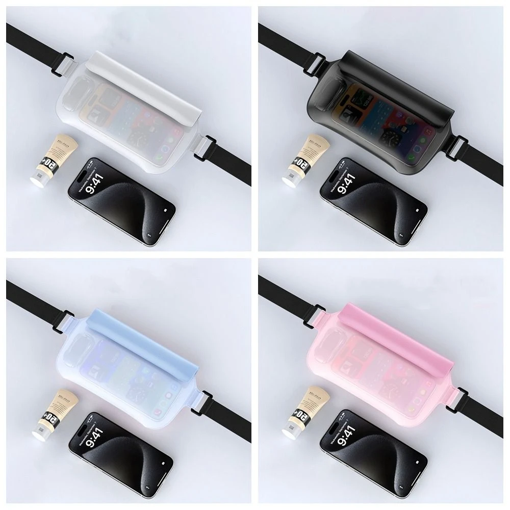 بولي كلوريد الفينيل مقاوم للماء حقيبة الهاتف شاشة تعمل باللمس الحبل شفافة الخصر حقيبة حامي الهاتف الحقيبة مختومة السباحة حقيبة التخزين تحت الماء