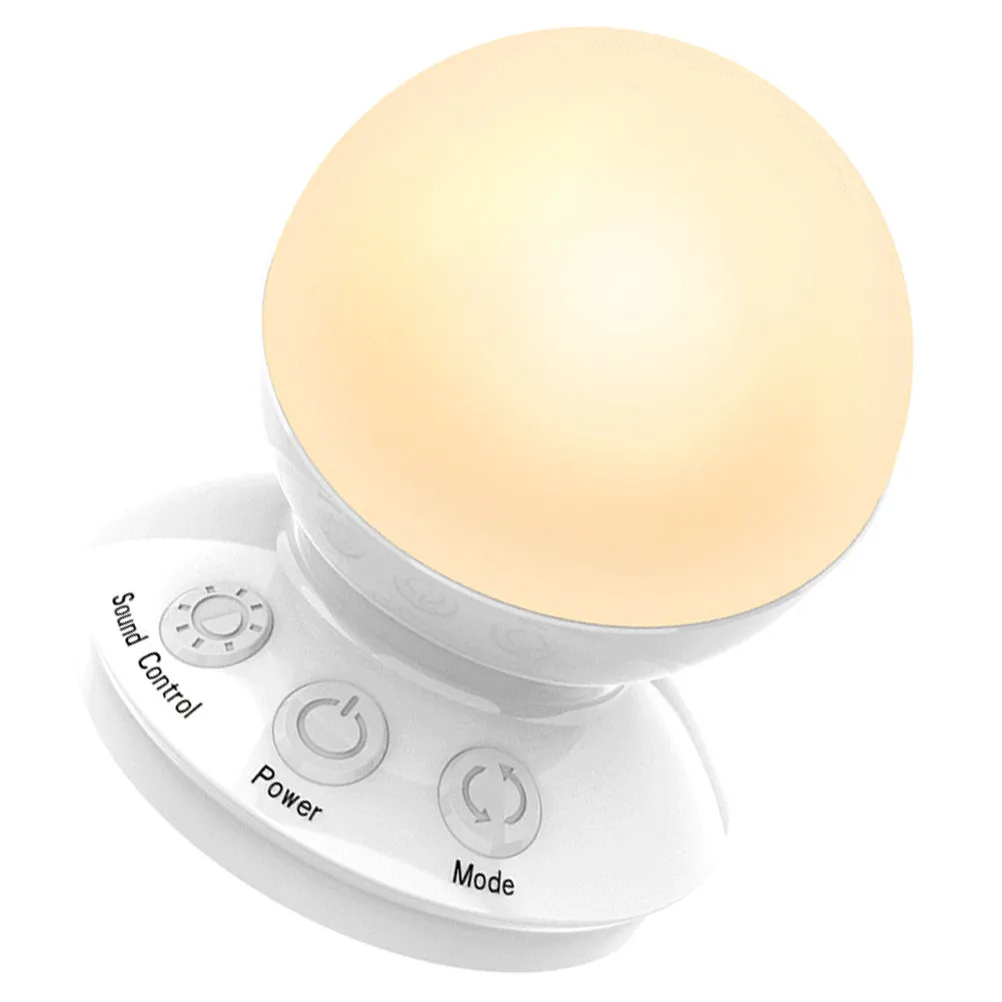 1Pcs Rgb Ball Shape Night Light Voice Controlled Lamp Warm 3 Modes Music Rhythm Sensor Reading Light