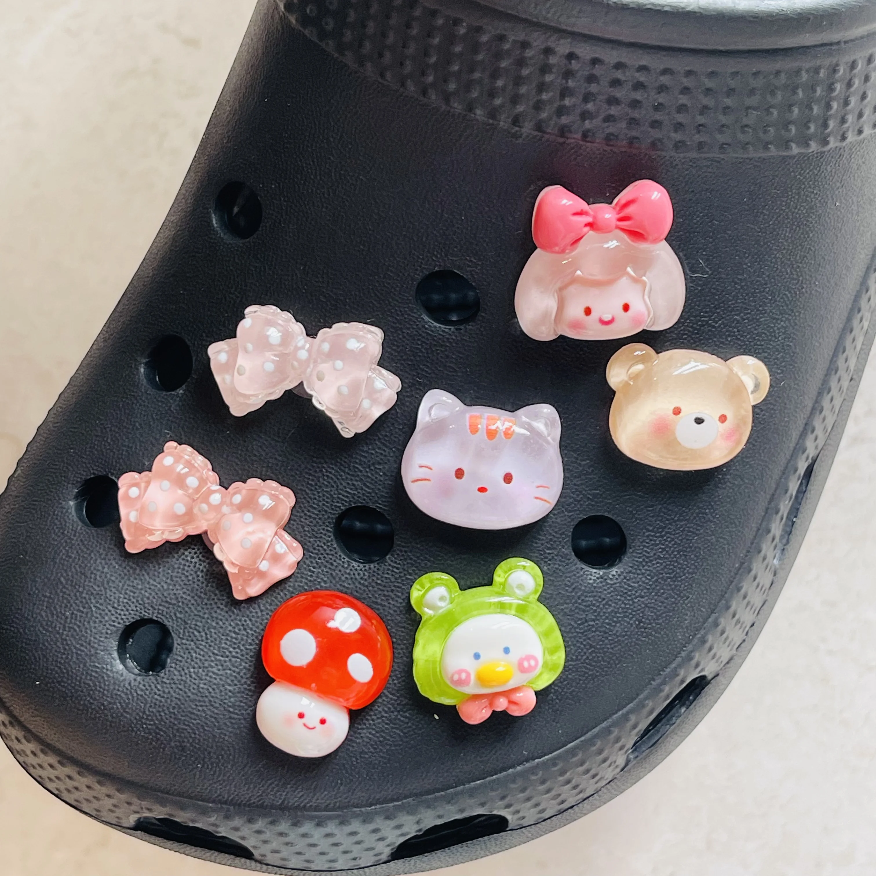 1-13pcs Cartoon Mushroom Rabbit Cat Bear Shoe Charms Resin Sandals Accessories DIY Shoes Decorations Buckle For Kids Gift