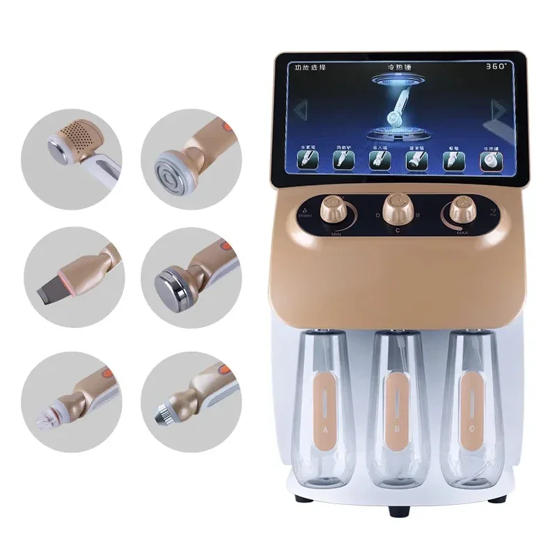 Jet d'oxygène multifonction 6 en 1, Machine faciale 360, élimination des points noirs, Hydrodermabrasion, rajeunissement de la peau, outil de beauté