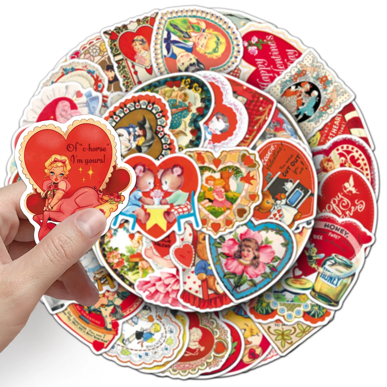 

10/50PCS Victorian Valentine Heart Graffiti Stickers Retro Love Theme Fashion Sticker for Notebook Stationery DIY Toys Secret