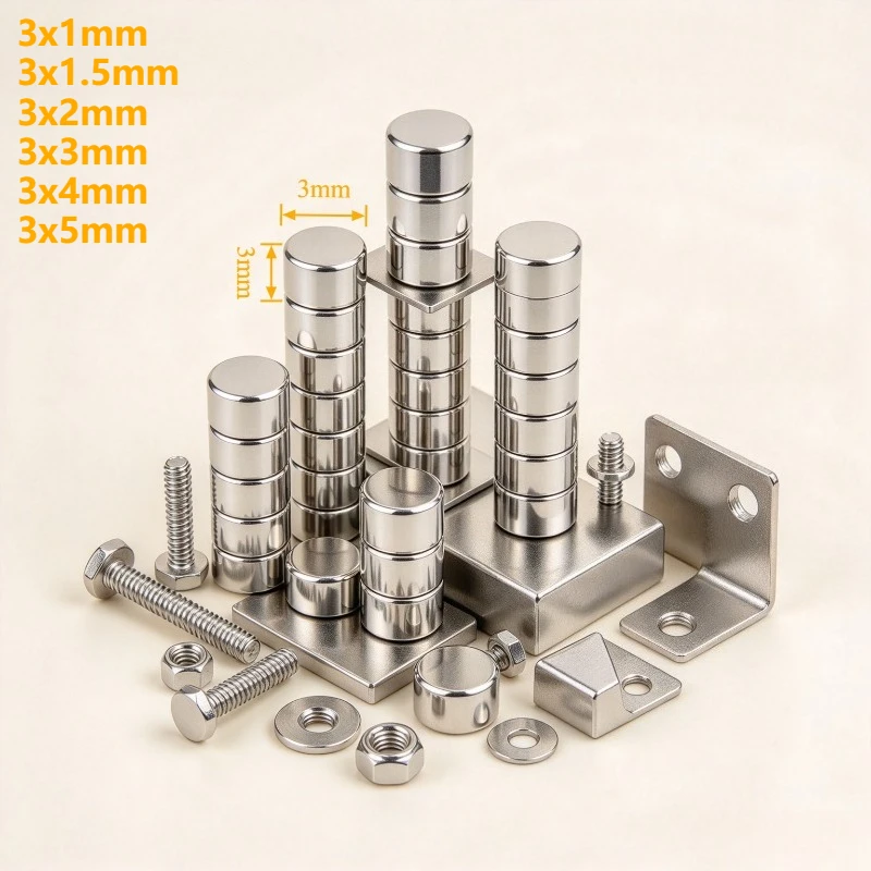 3x1 3x1.5 3x2 3x3 3x4 3x5mm N35 Permanent Round Disc Rare Earth Neodymium NdFeB Magnets for Handicraft Hardware Projects