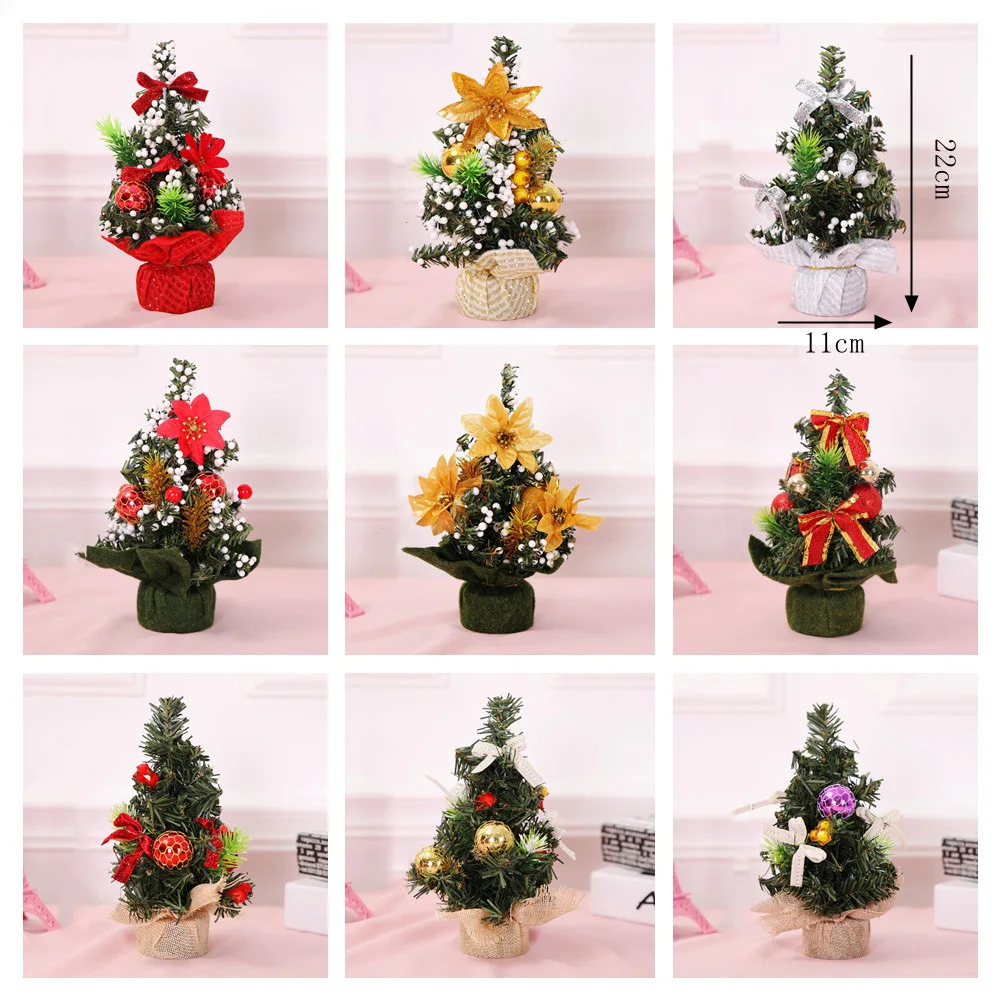 شجرة عيد الميلاد الصغيرة مع تصميم القوس براعة ممتازة لسطح المكتب وديكور النافذة لفكرة هدية حفلة عيد الميلاد السنة الجديدة #3