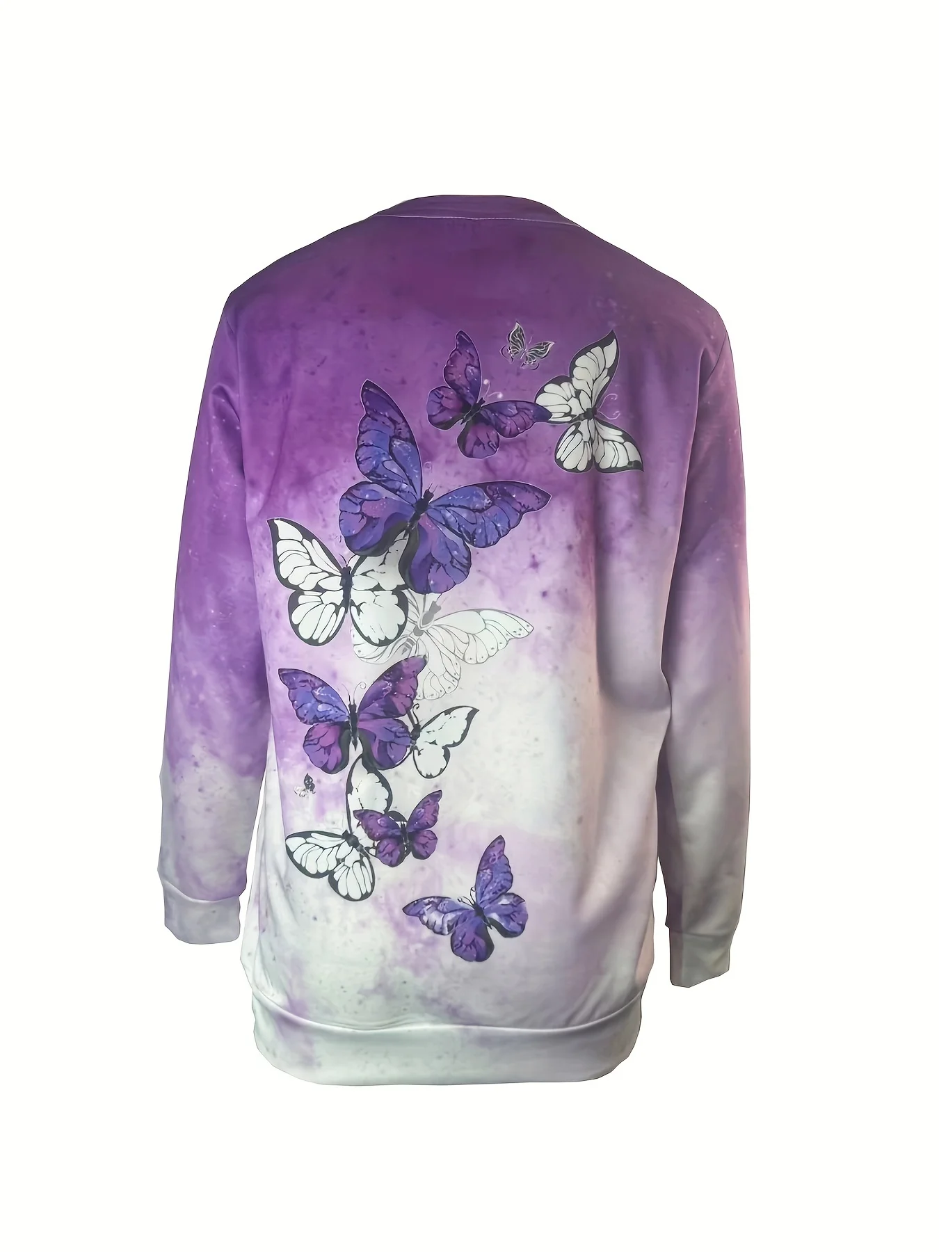New Style Women T‑shirt O‑neck Long Sleeve Tee Top Butterfly Tie Dye Print Casual Fashion Autumn Daily Wear Women's Clothes - view 2