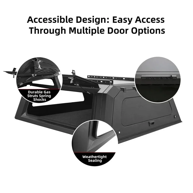 High Quality Heavy Duty Custom Black Powder Coated Windproof Hardtop Canopy Tonneau Cover