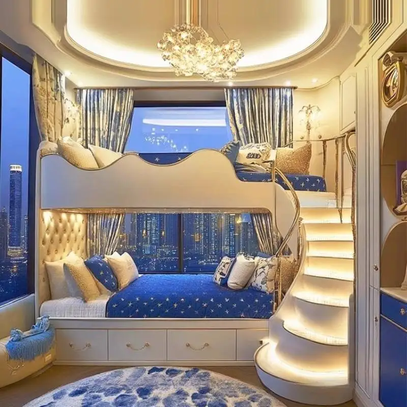 سرير أطفال خشبي ذو طابقين أمان Luxuce تصميم مخصص سرير أطفال طراز حديث كاماس فردي أثاث منزلي
