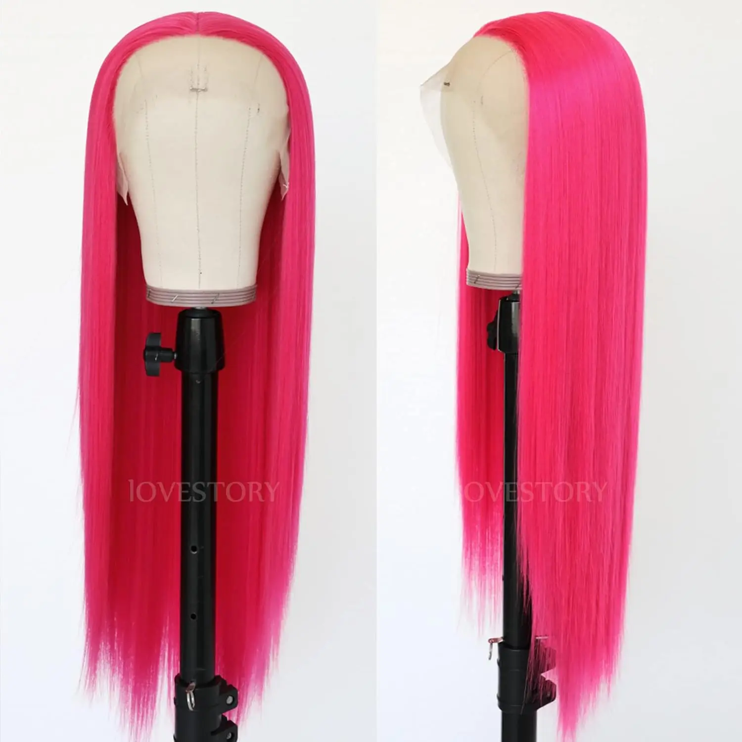 Hot Pink Vietnamese Human Hair Wig 13X6 HD Transparent Lace Front Pre Plucked 180% 250% Density Straight 28 Inch Wigs For Women