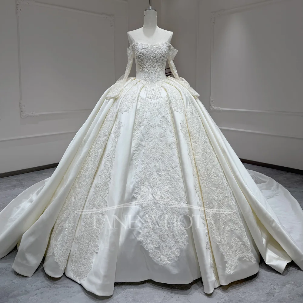 

Customizable Princess Wedding Dress Robe Mariee Sweetheart Long Sleeve Lace Up Back Ball Gown Beaded Embroidered