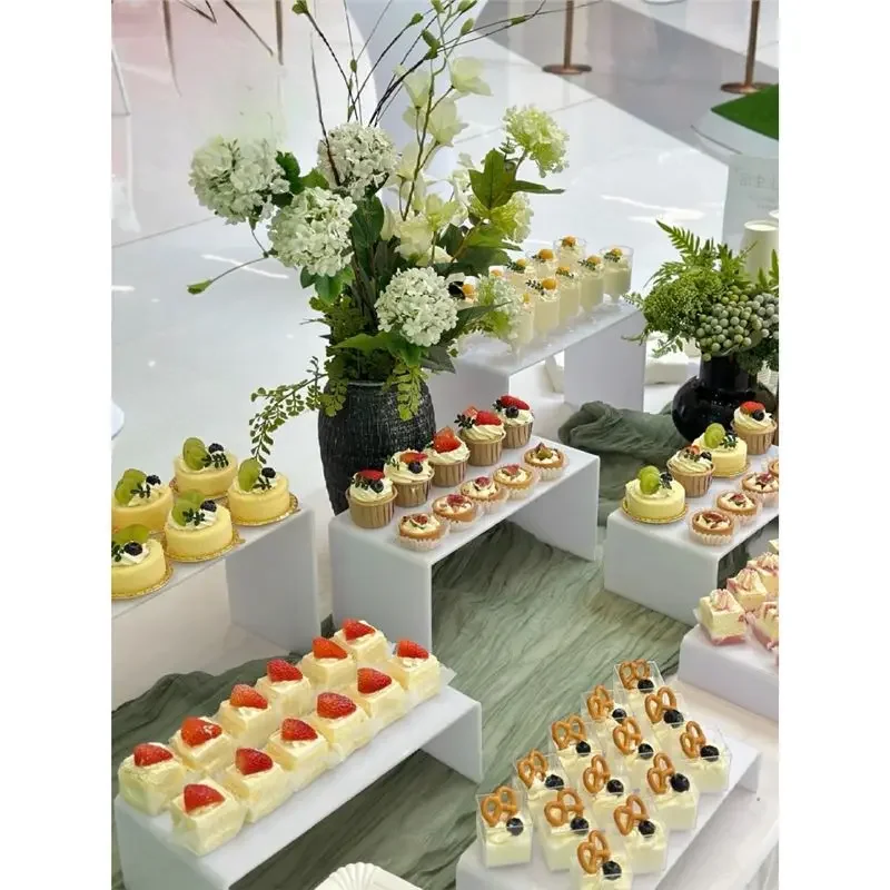 Acrylic dessert table display stand, four-piece set of buffet, coffee break ornament, cold meal table