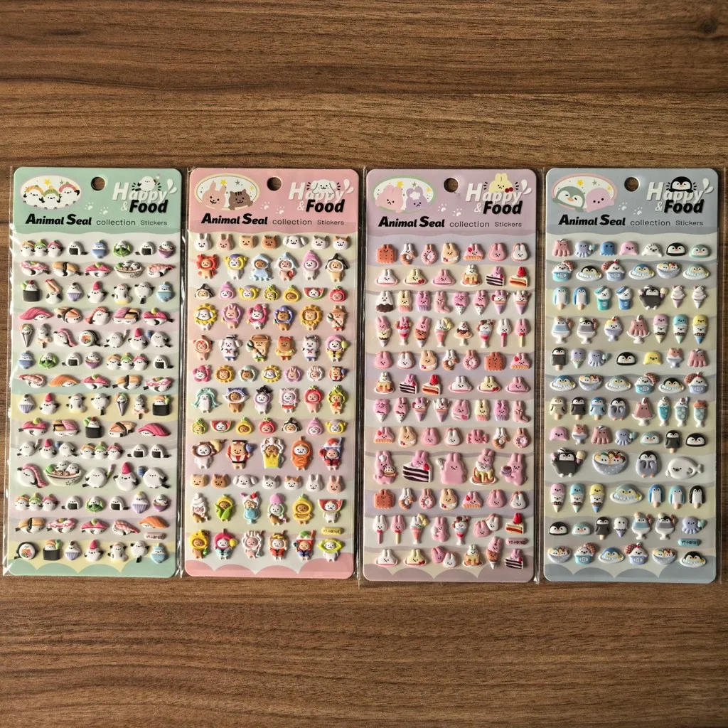 Juego de pegatinas 3D con sello animal (4 piezas) - Adorables adornos para planificadores, manualidades y cuadernos BulingBulingStickers Store