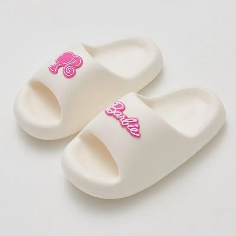 2024 New Kawaii Miniso Barbie Summer Slippers Cute Cartoon Anti-Slip Anti-Odor Women\'s Sandals Bathroom Outdoor Flip Flops